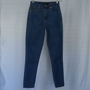 High Rise Dark Wash Forever 21 Slim Straight Denim